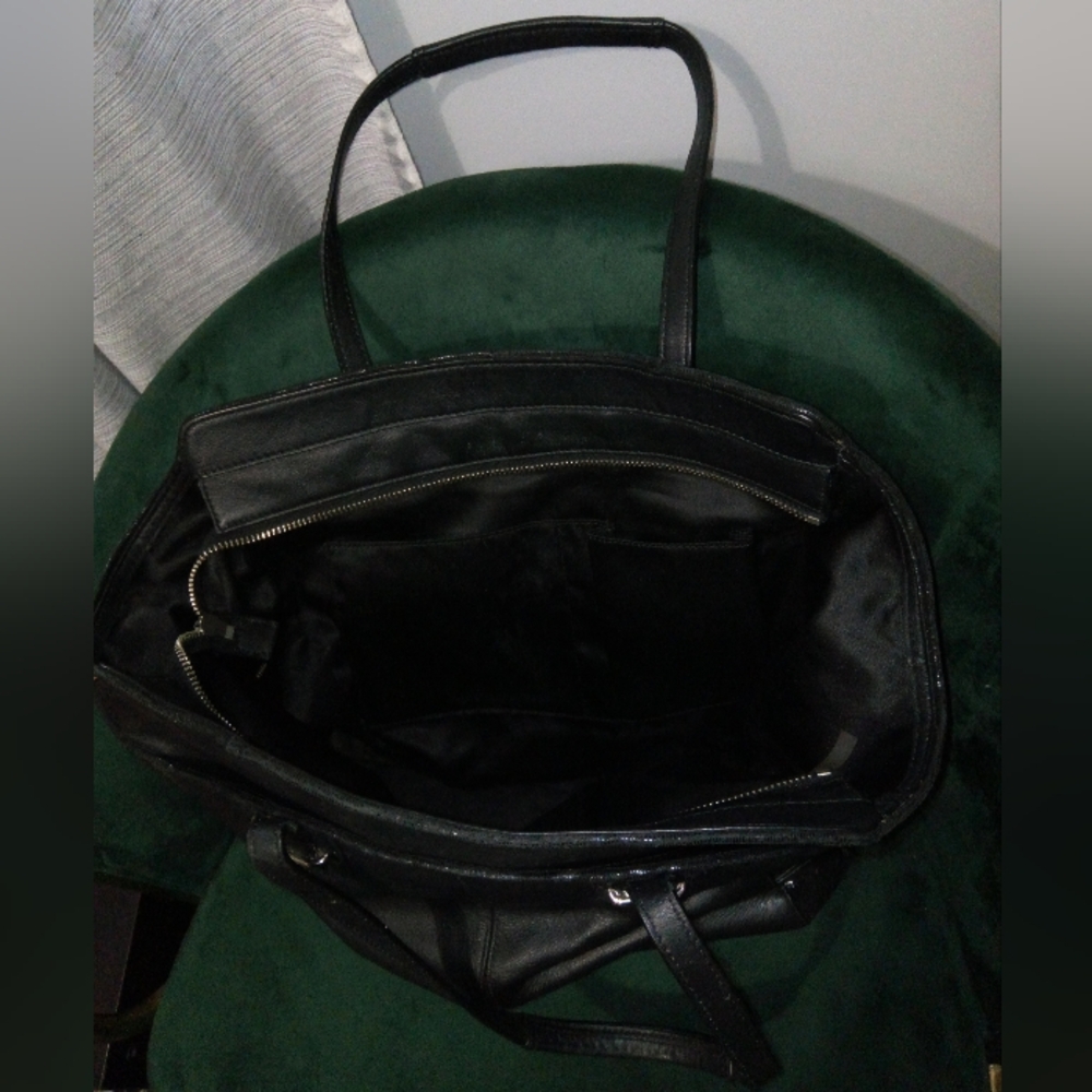 Coach Taylor Leather North South Tote with Sequin-Style Accents in Black #F25941 - Picture 7 of 16
